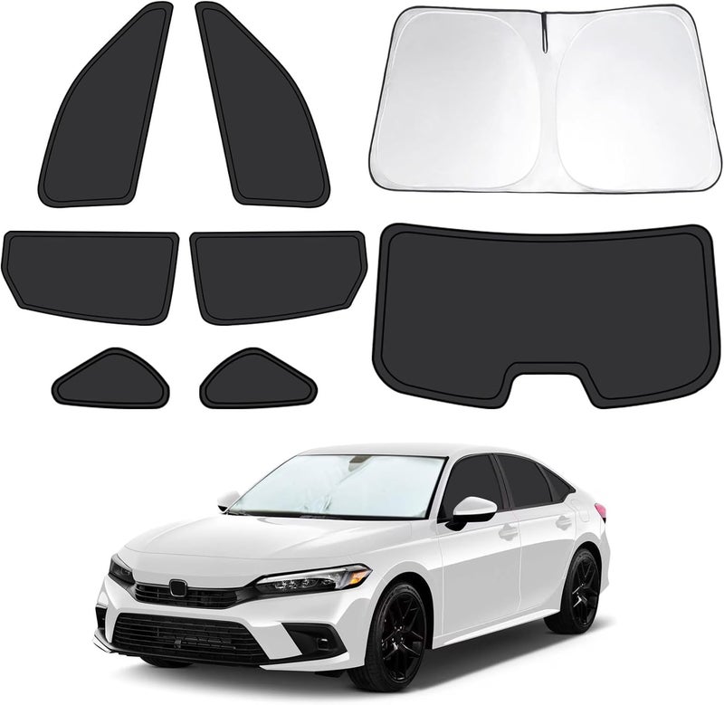 FSHAANY'S 8pcs Car Window Shades for Honda Civic 2022 2023 2024 2025, Full Car Window Covers for Privacy, Sunshades for Civic Front Rear Windshield Side Windows to Block UV and Protect Privacy - Image 1
